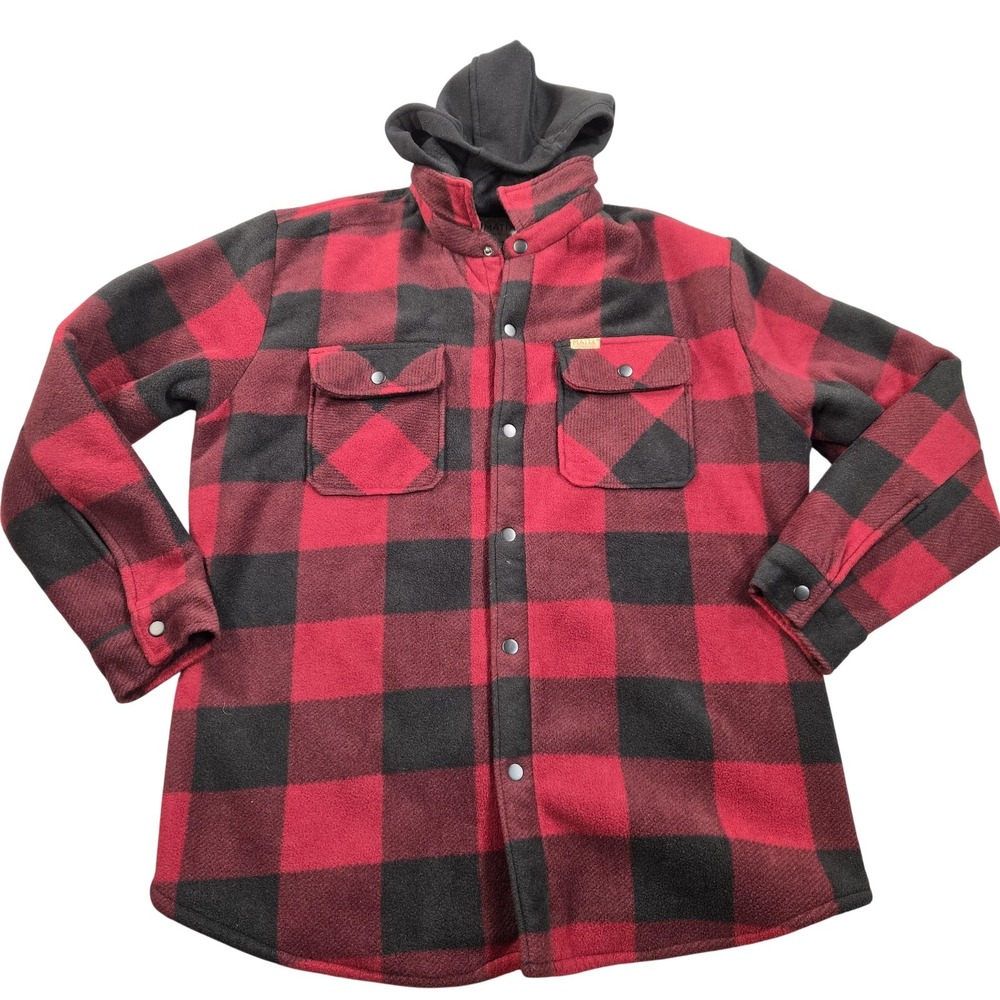 Matix Jacket Mens Medium Red Plaid Sherpa Lined Hooded Flannel Shacket Outdoor